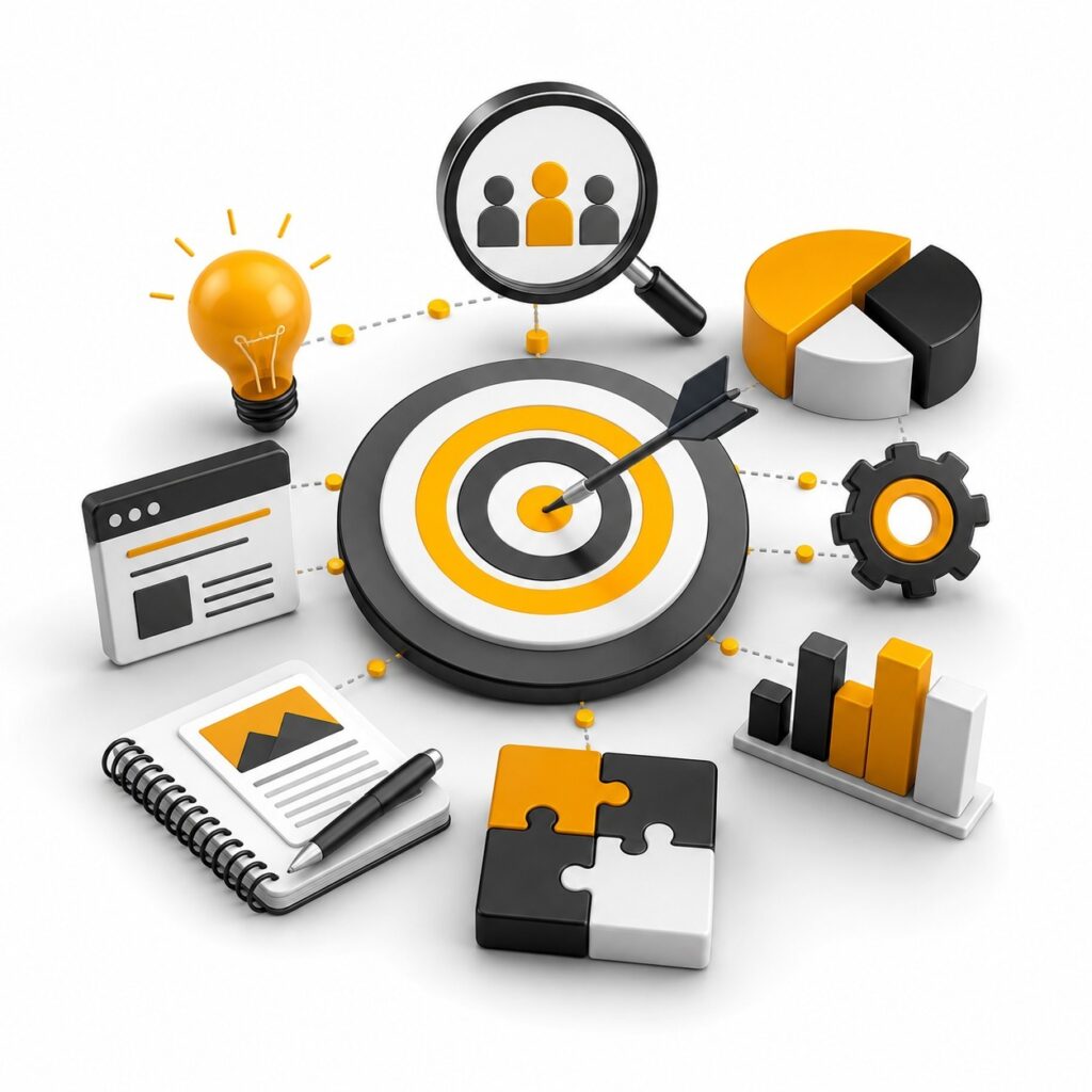 Digital marketing strategy with target audience research, analytics, content planning, and performance optimization | ACE 360 degree