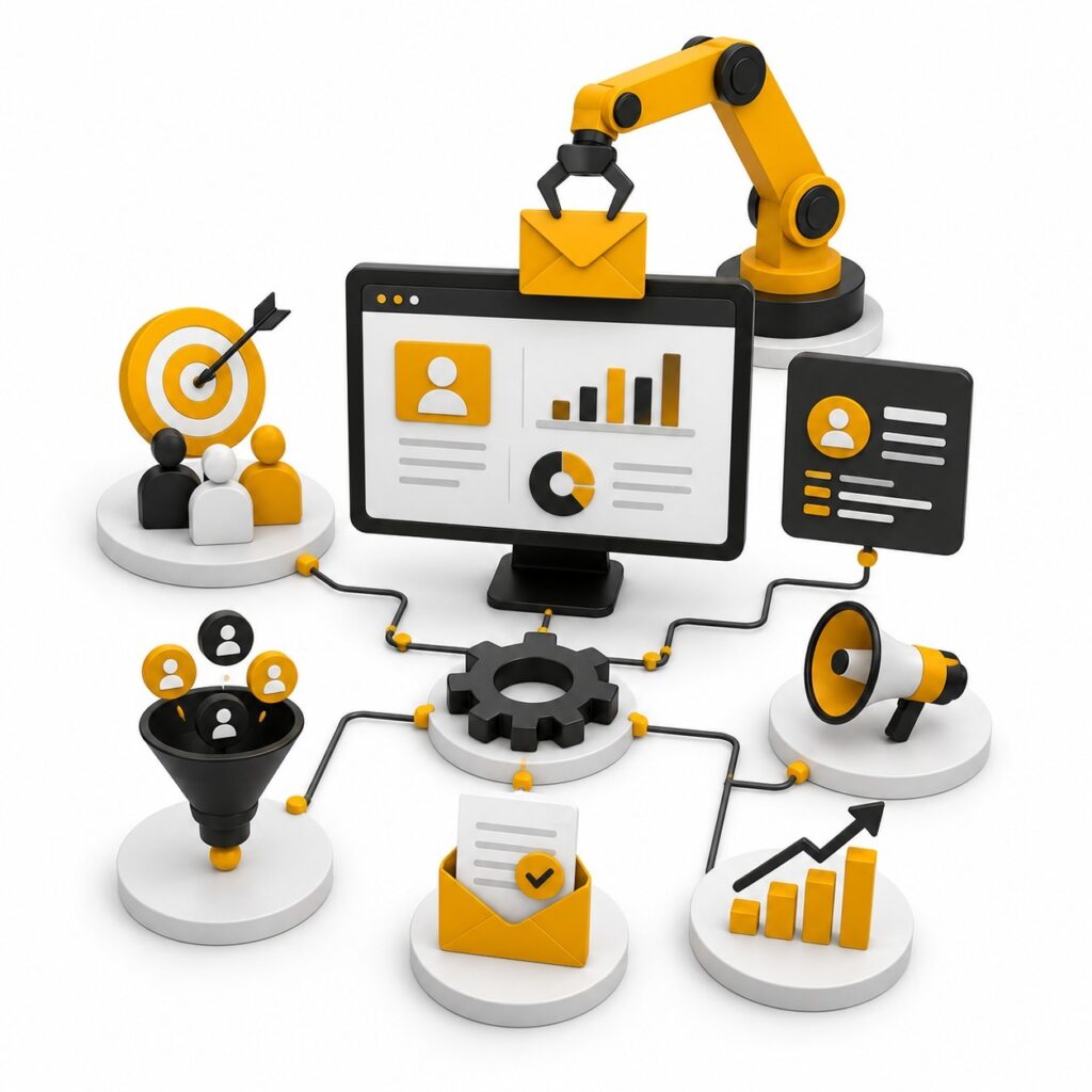 Digital marketing automation with email campaigns, audience targeting, analytics, lead generation, and business growth | ACE 360 degree