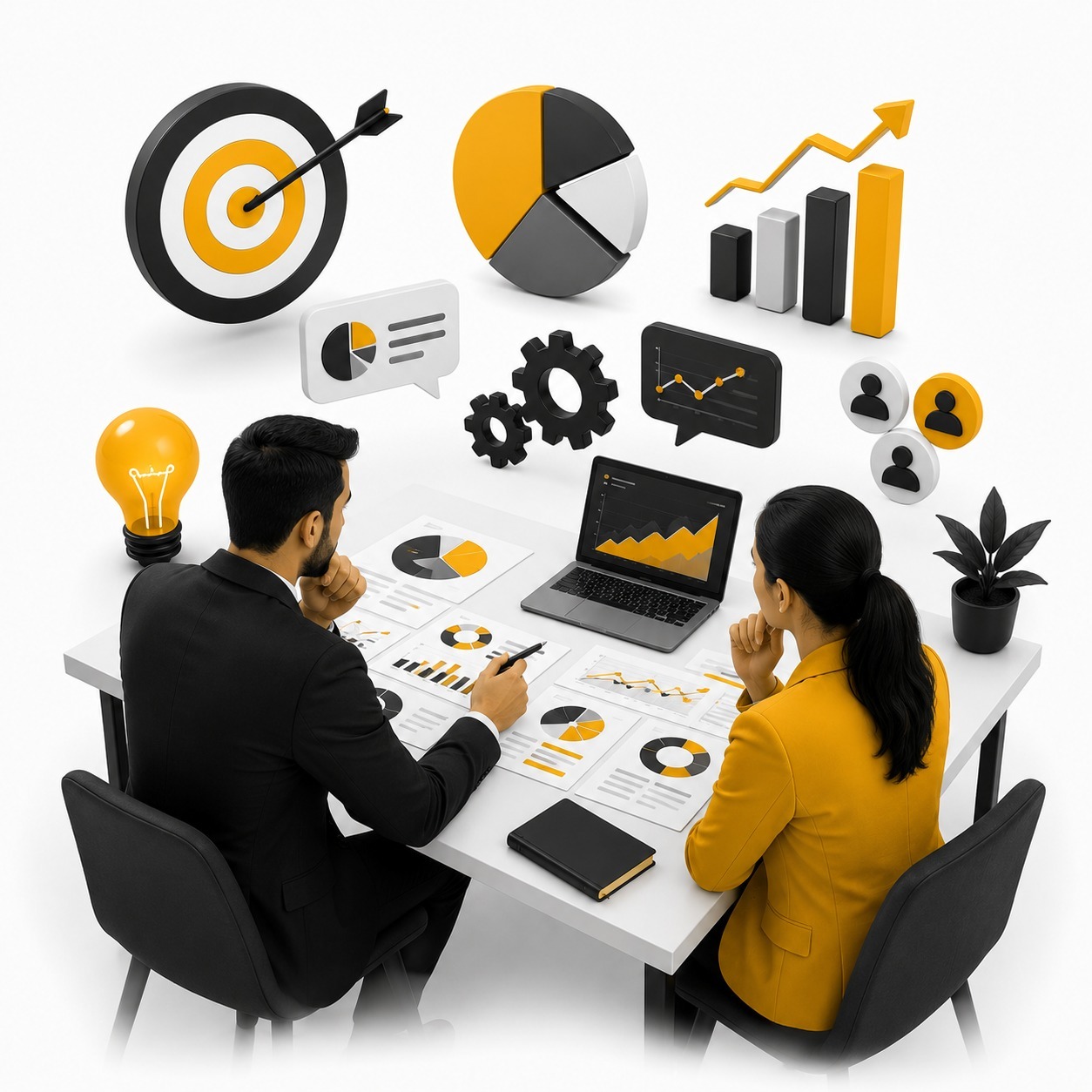 Digital marketing analytics strategy with business goals, data analysis, performance tracking, and growth planning | ACE 360 degree