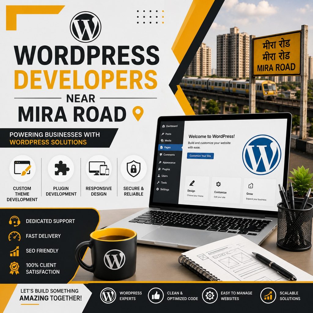 WordPress developers near Mira Road providing custom theme and plugin development, responsive design, secure websites, SEO-friendly solutions, and dedicated support.